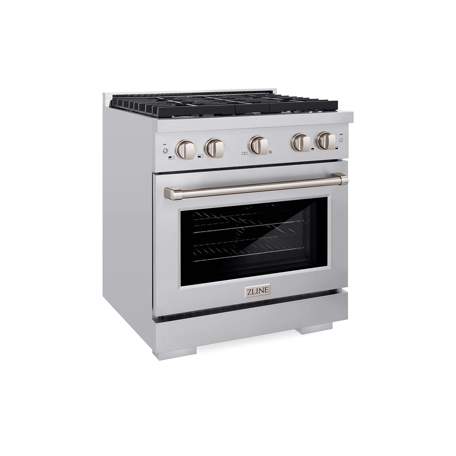 ZLINE 30" Stainless Steel Gas Range front-side angle.