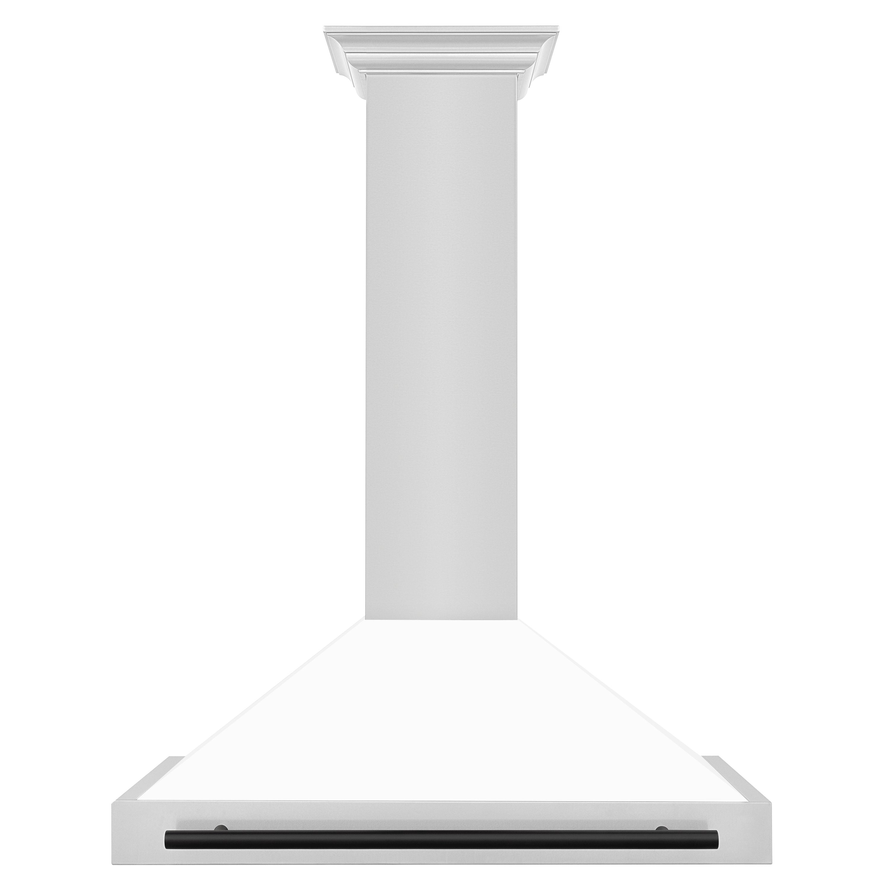 ZLINE 36 in. Autograph Edition Stainless Steel Range Hood with White Matte Shell and Matte Black Accents (KB4STZ-WM36) Front View