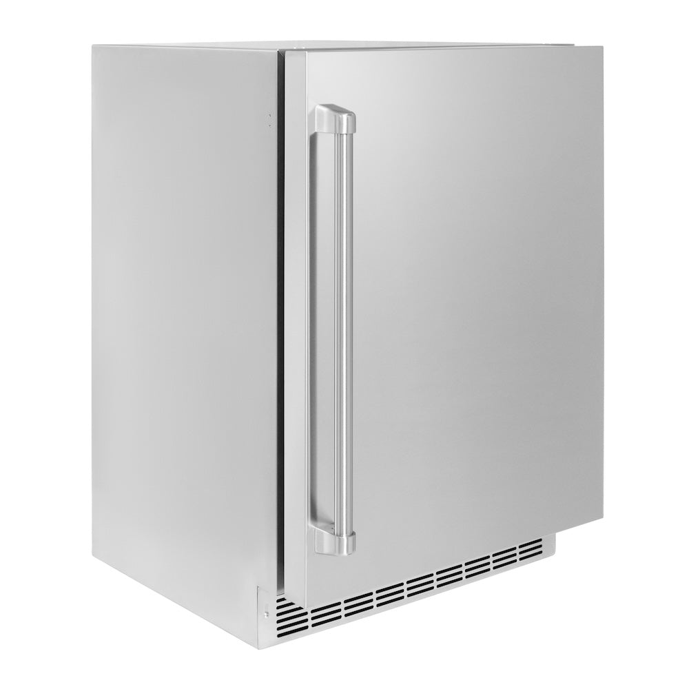 ZLINE 24 in. Touchstone 151 Can Beverage Fridge With Solid Stainless Steel Door (RBSO-ST-24) side closed
