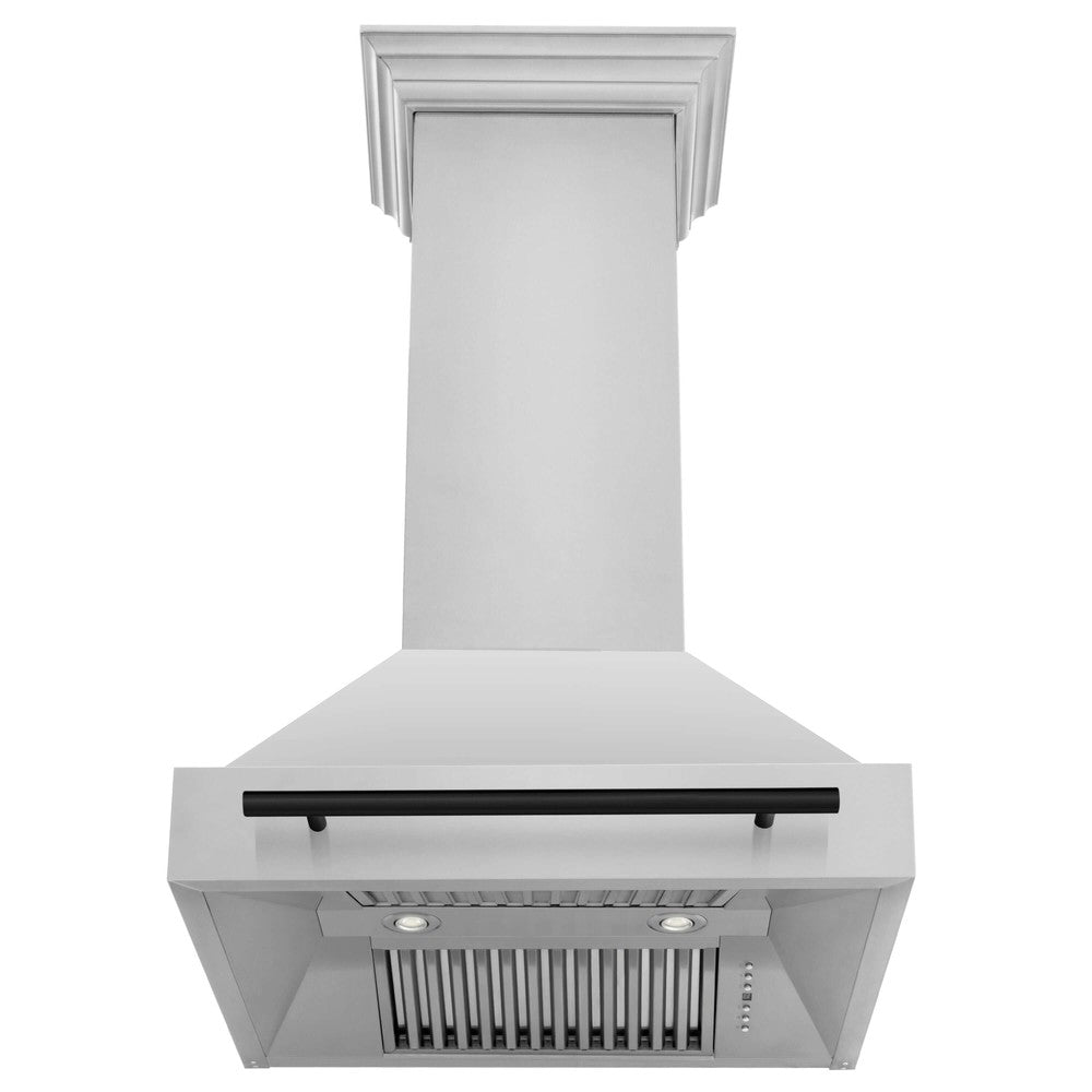 ZLINE Autograph Edition 30 in. Stainless Steel Range Hood with Stainless Steel Shell and Handle (8654STZ-30) front, under.