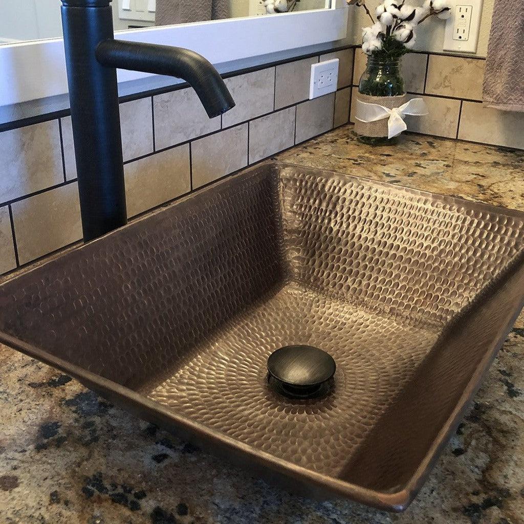 1.5" Non-Overflow Pop-up Bathroom Sink Drain - Oil Rubbed Bronze - Rustic Kitchen & Bath - Drain - Premier Copper Products