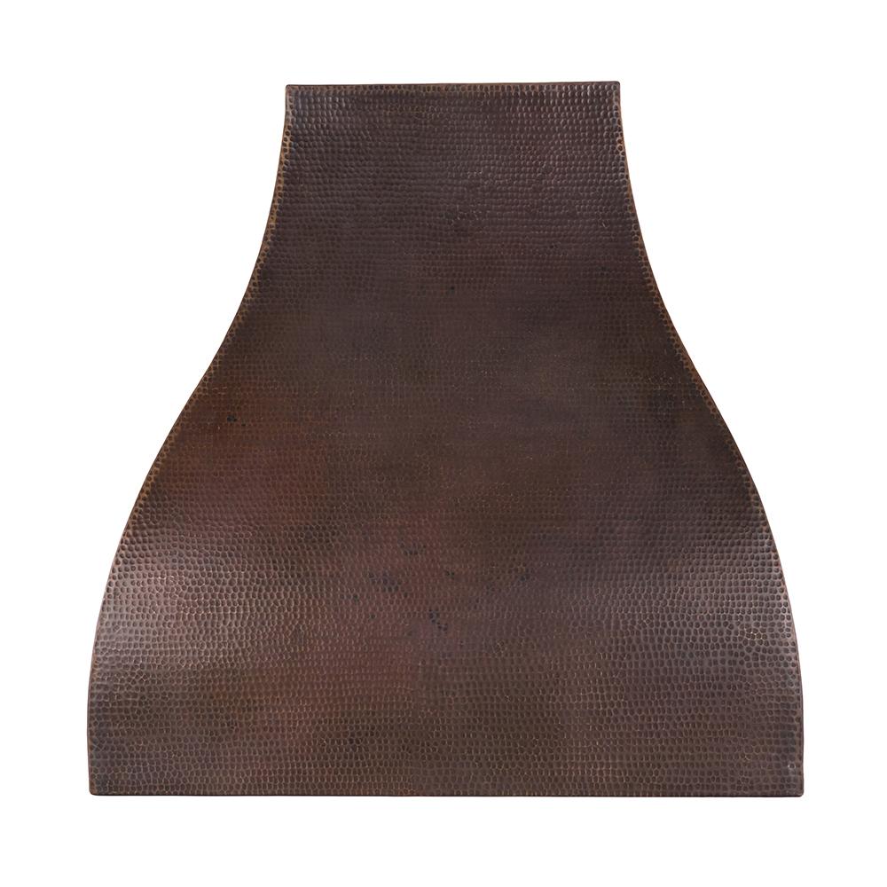 Premier Copper 36 in. Campana Wall Mounted Range Hood in Hammered Copper, front.