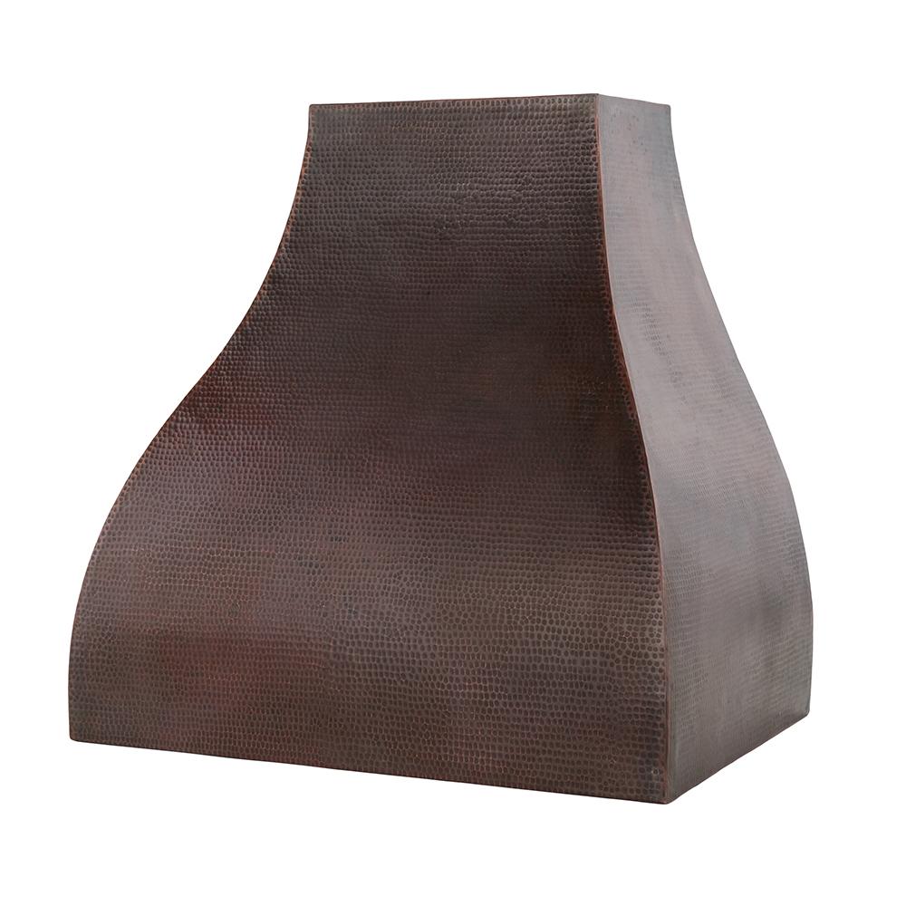 Premier Copper 36 in. Campana Wall Mounted Range Hood in Hammered Copper, side.
