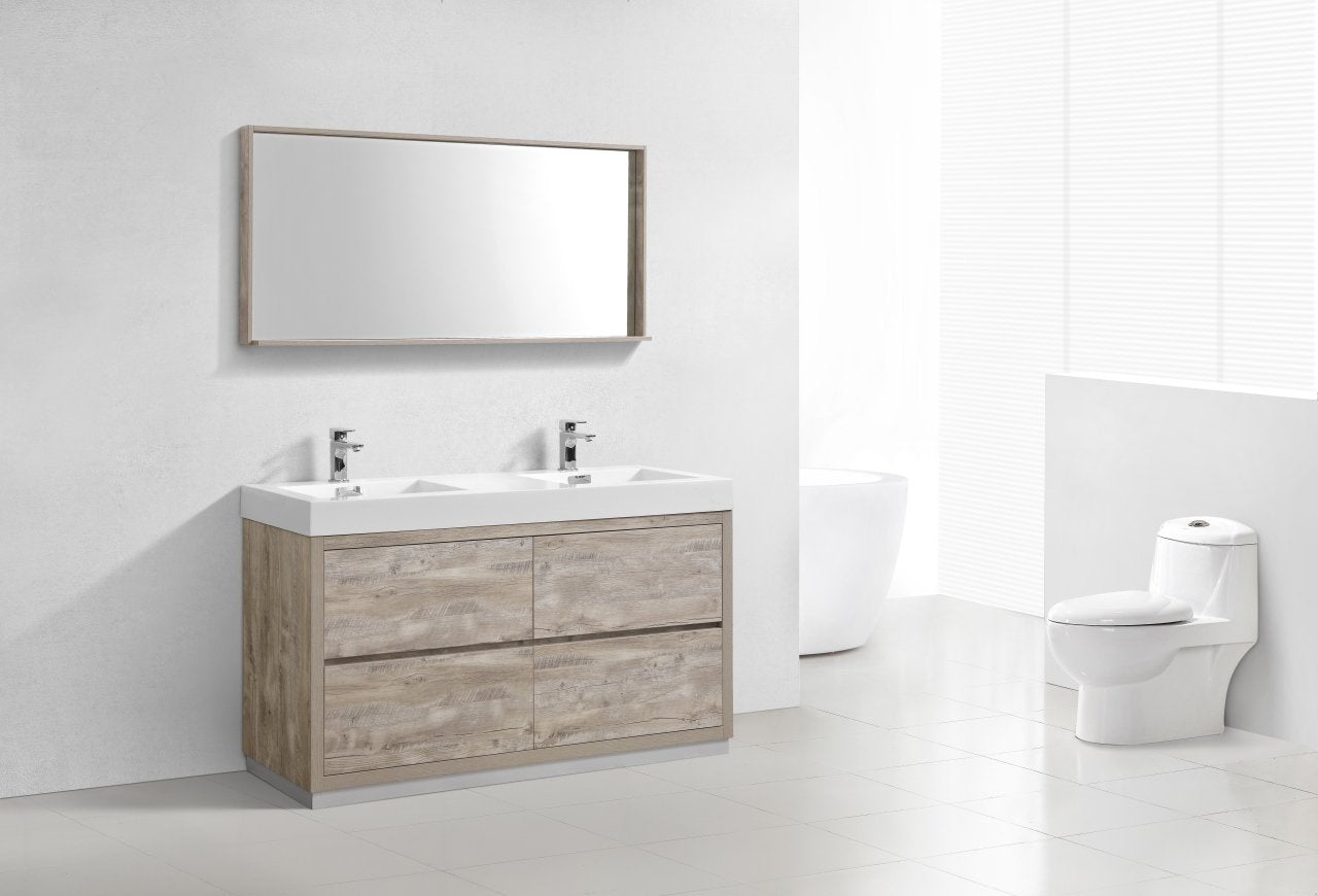 Bliss 60" Double Sink Free Standing Modern Bathroom Vanity - Rustic Kitchen & Bath - Vanities - KubeBath