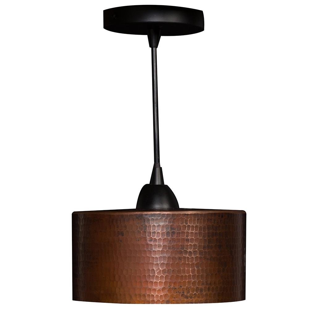 Hammered Copper 8" Round Cylinder Pendant Light - Rustic Kitchen & Bath - Lighting - Premier Copper Products
