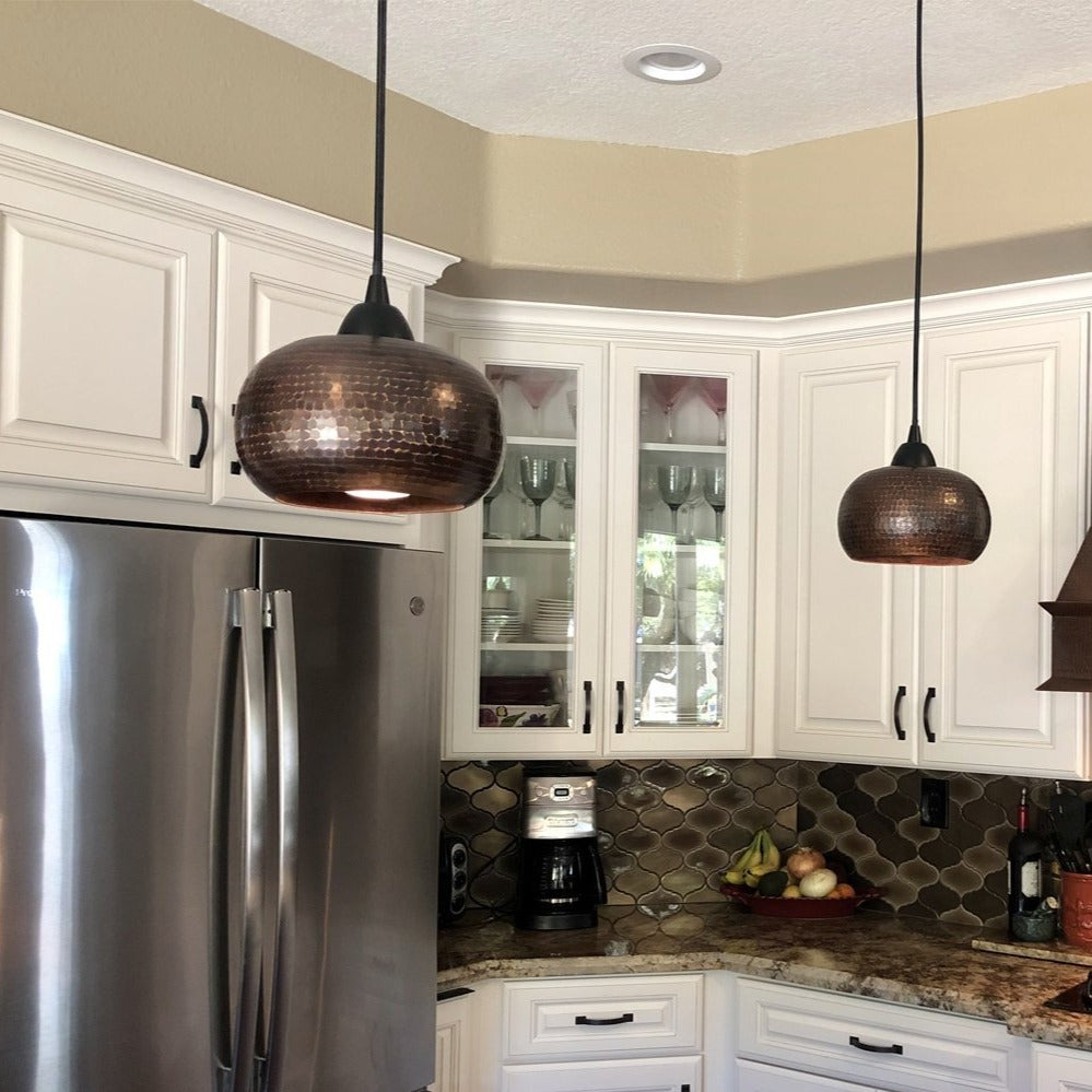 Hammered Copper Globe Pendant Light - Rustic Kitchen & Bath - Lighting - Premier Copper Products