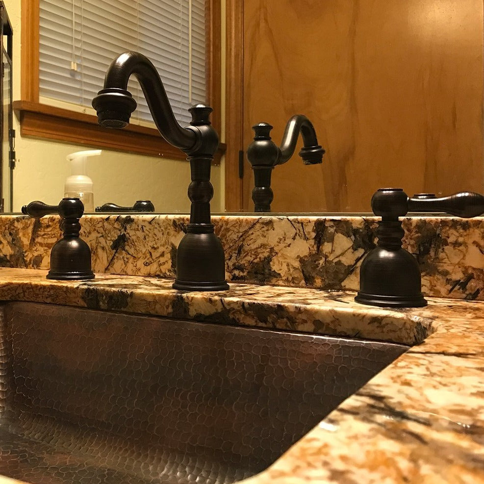 Widespread Bathroom Faucet in Oil Rubbed Bronze (B-WS01ORB) - Rustic Kitchen & Bath - Bath Faucets - Premier Copper Products