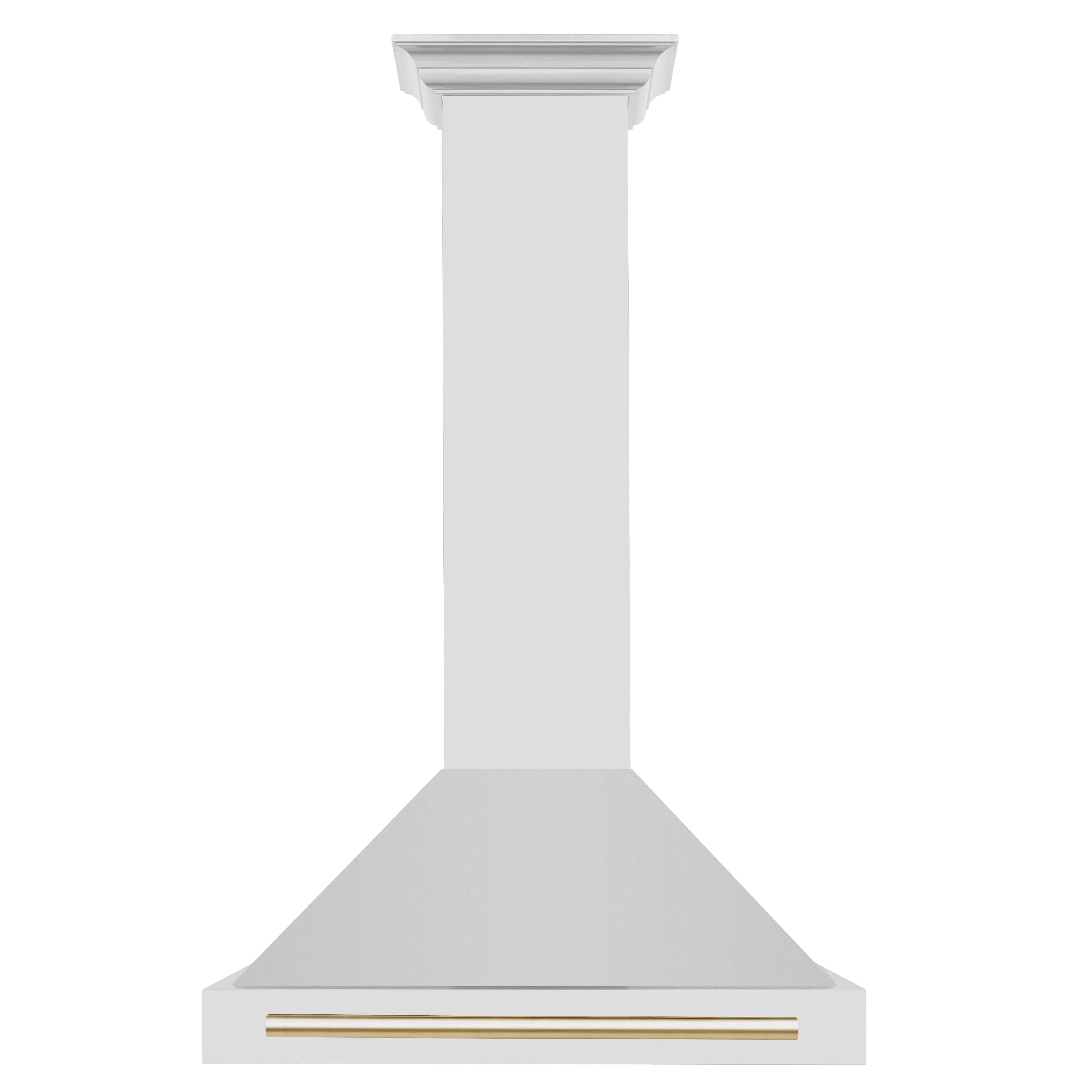 ZLINE 30 in. Autograph Edition Stainless Steel Range Hood with Stainless Steel Shell with Gold Accents (KB4STZ-30) Front View
