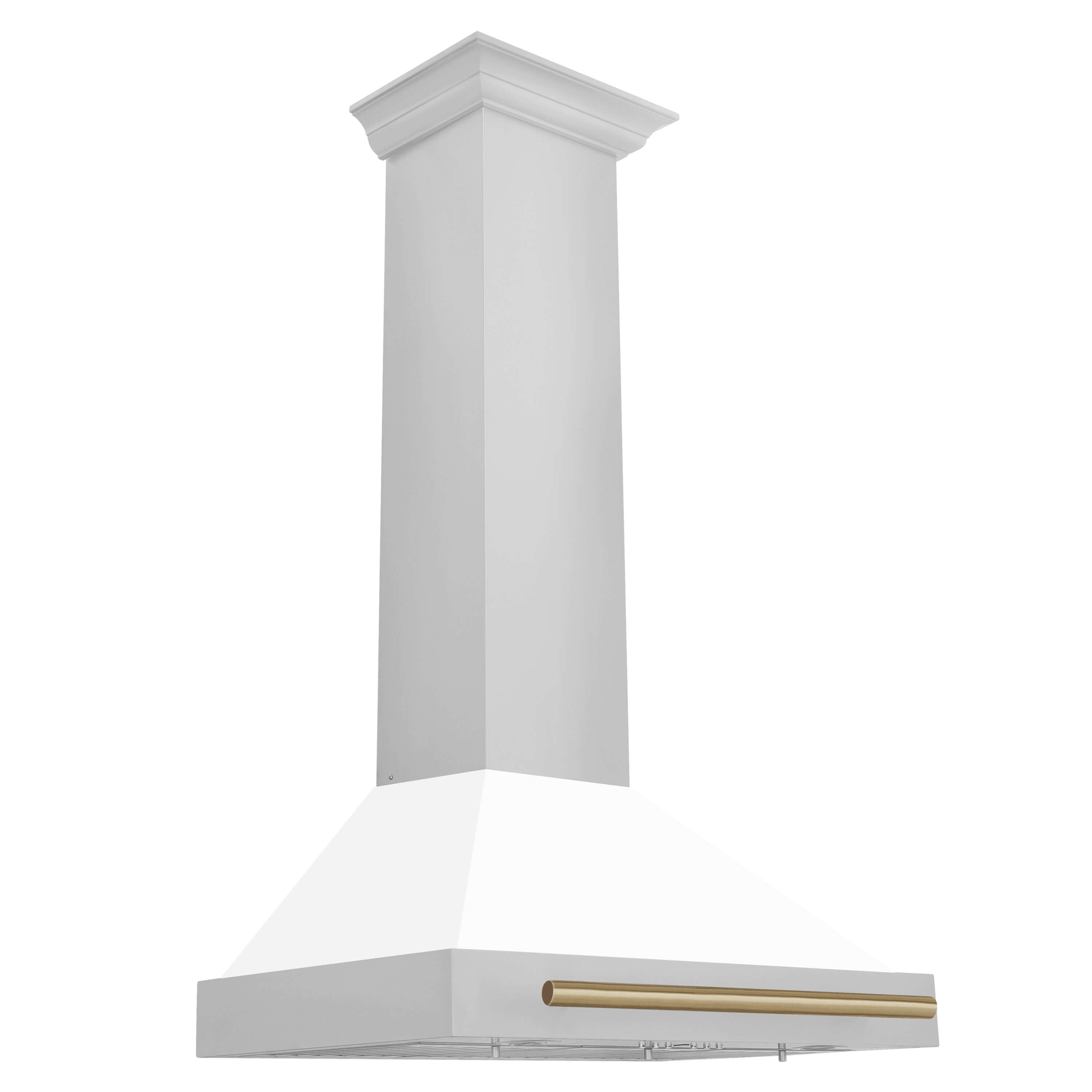 ZLINE Autograph Edition 30 in. Stainless Steel Range Hood with White Matte Shell and Accents (KB4STZ-WM30) Stainless Steel with Champagne Bronze Accents