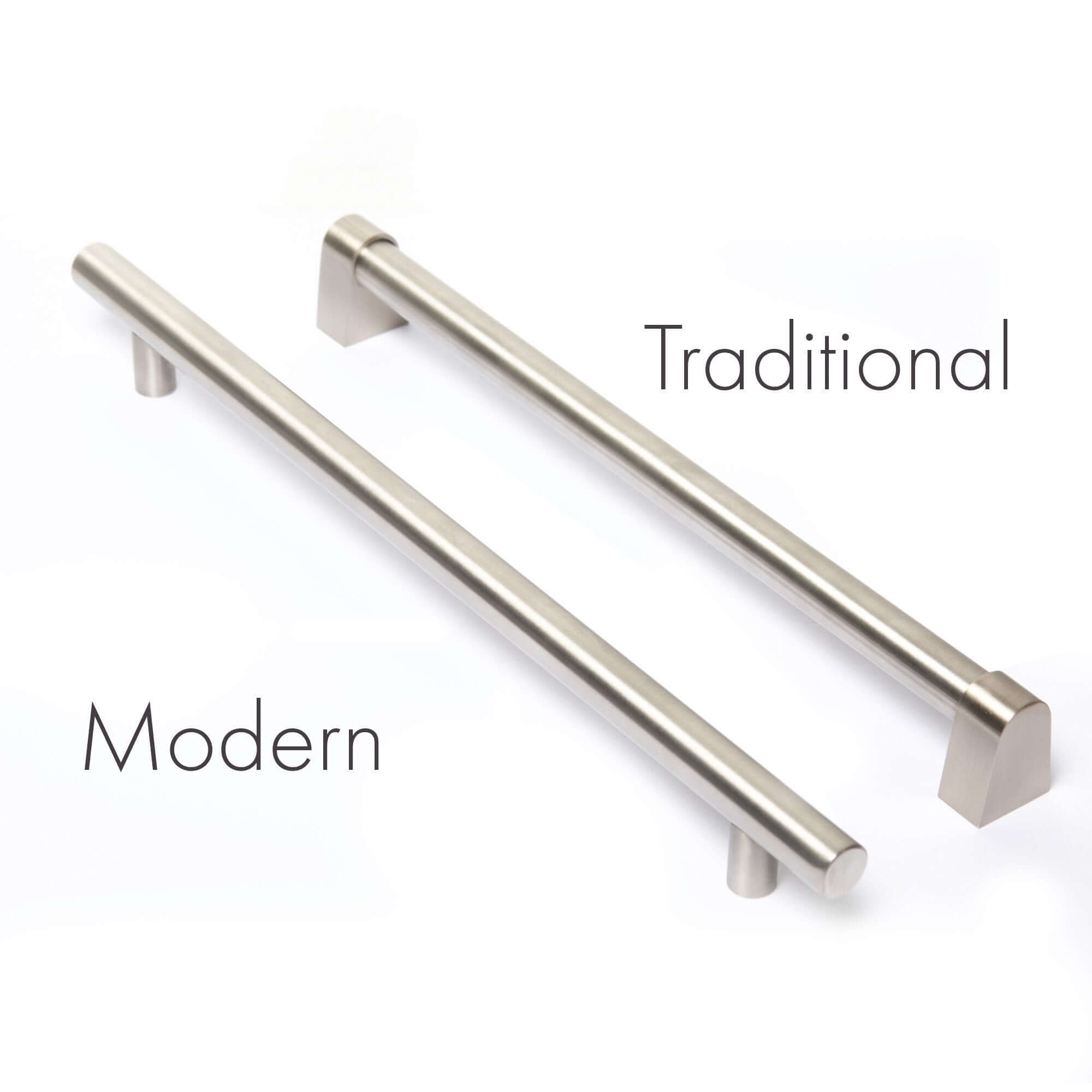 Traditional and modern dishwasher handles compared