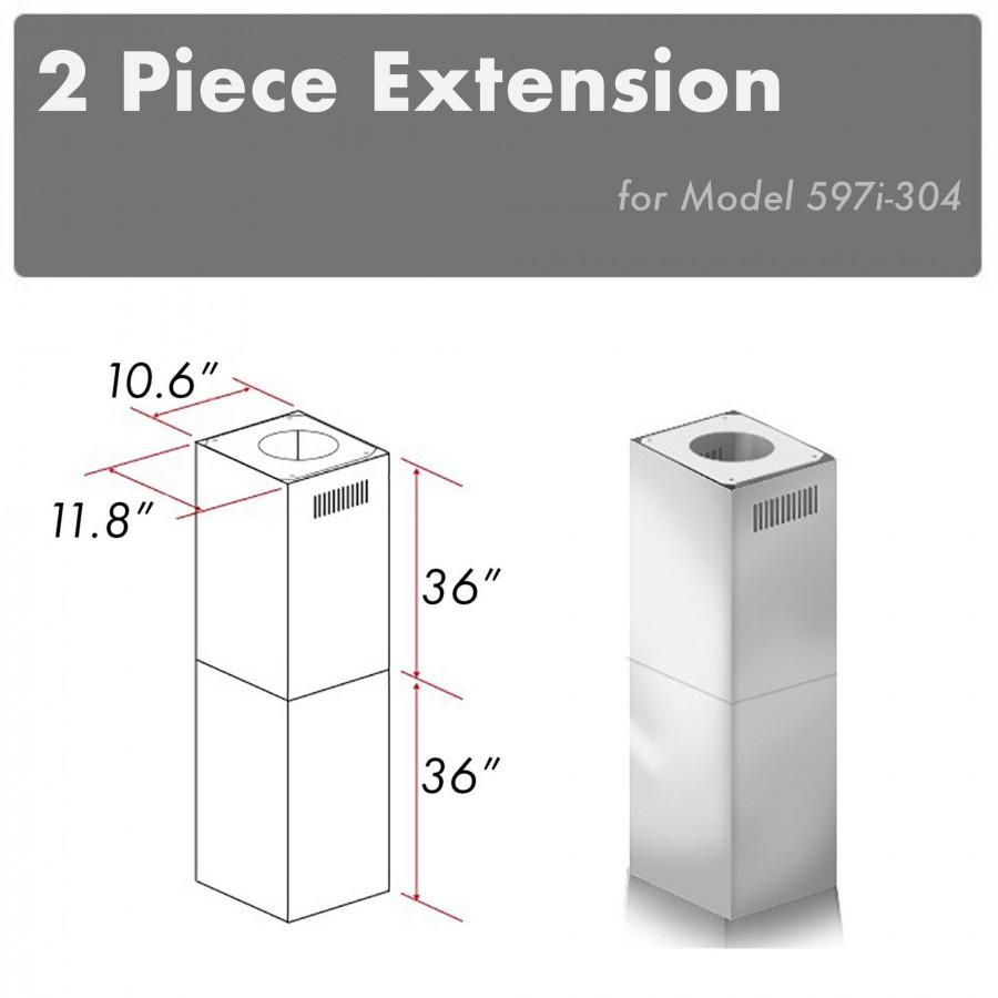 ZLINE 2-36 in. Chimney Extensions for 10 ft. to 12 ft. Ceilings (2PCEXT-597i-304)
