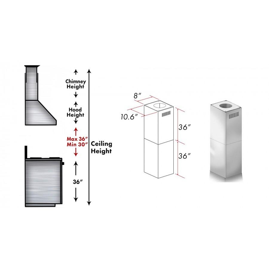 ZLINE 236 in. Chimney Extensions for KF1/KF2 Range Hoods (2PCEXTKF1)