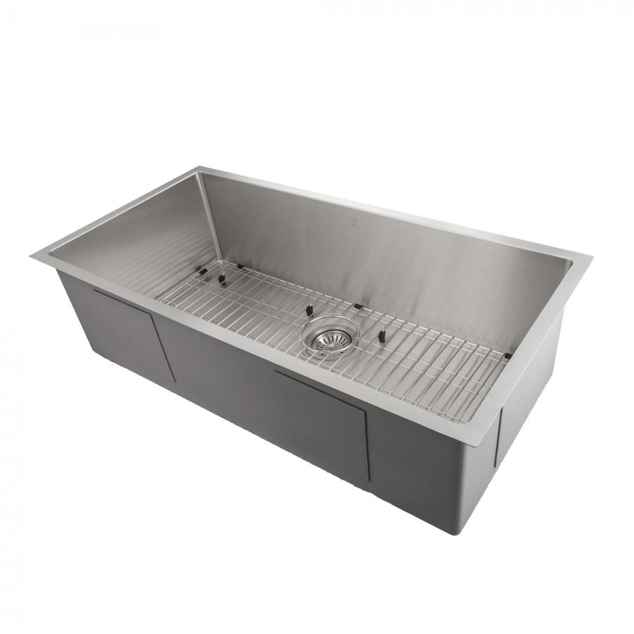 ZLINE 33 in. Meribel Undermount Single Bowl Stainless Steel Kitchen Sink with Bottom Grid (SRS-33) Stainless Steel
