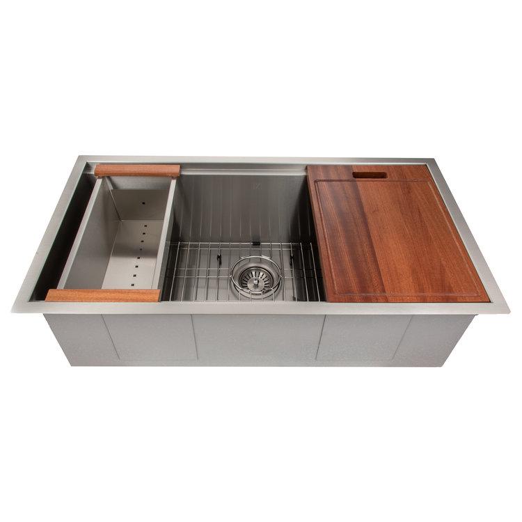 ZLINE 33" Designer Series Undermount Single Bowl Ledge Sink (SLS) - Sinks - ZLINE Kitchen and Bath