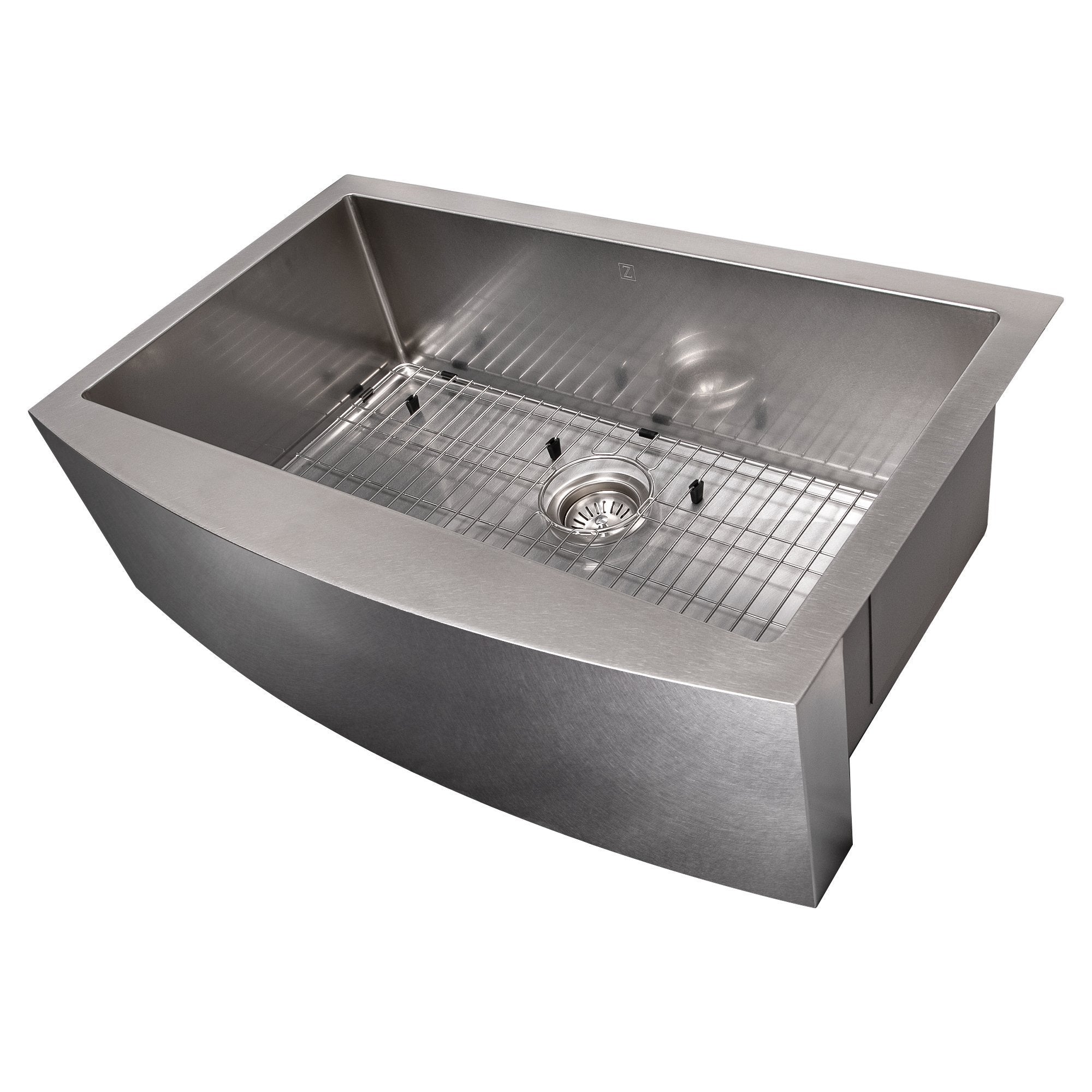 ZLINE 33 in. Vail Farmhouse Apron Mount Single Bowl Kitchen Sink with Bottom Grid (SAS-33) Stainless Steel