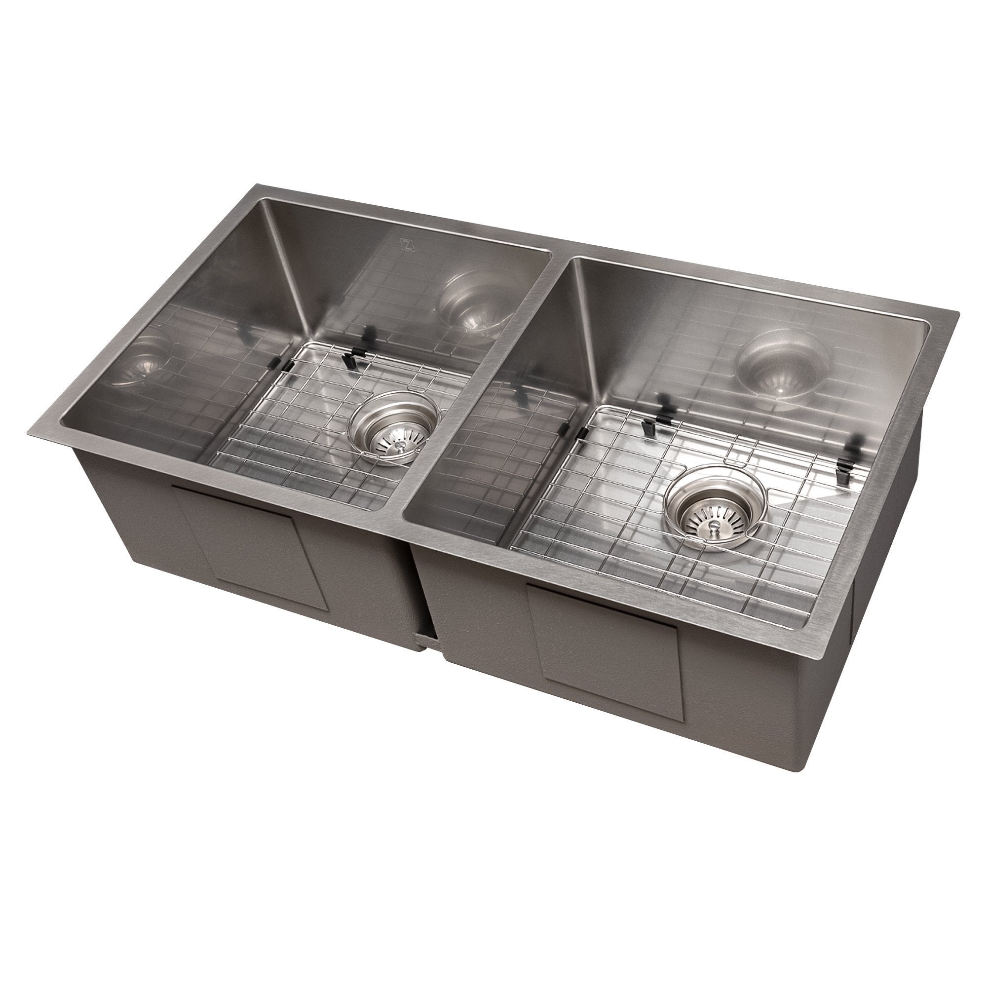 ZLINE 36 in. Anton Undermount Double Bowl Kitchen Sink with Bottom Grid (SR50D-36) DuraSnow®