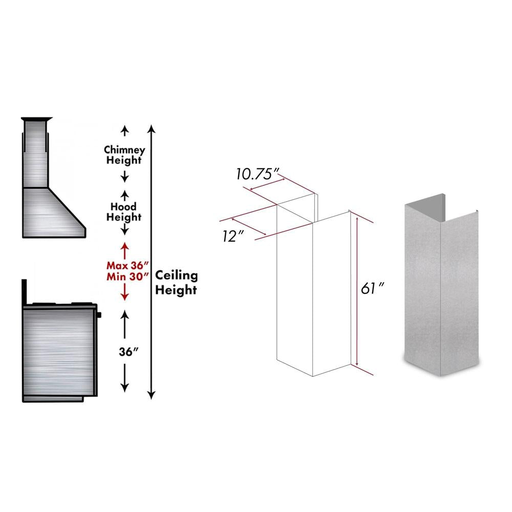ZLINE 61 in. DuraSnow Stainless Steel Chimney Extension (8KL3iSE)