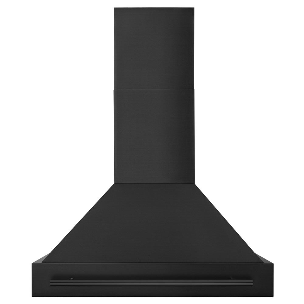 ZLINE Black Stainless Steel Range Hood with Black Stainless Steel Handle and Size Options (BS655-BS) front.