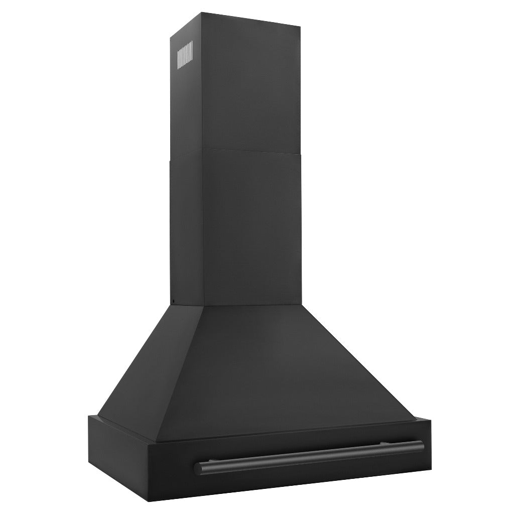ZLINE Black Stainless Steel Range Hood with Black Stainless Steel Handle and Size Options (BS655-BS) side.