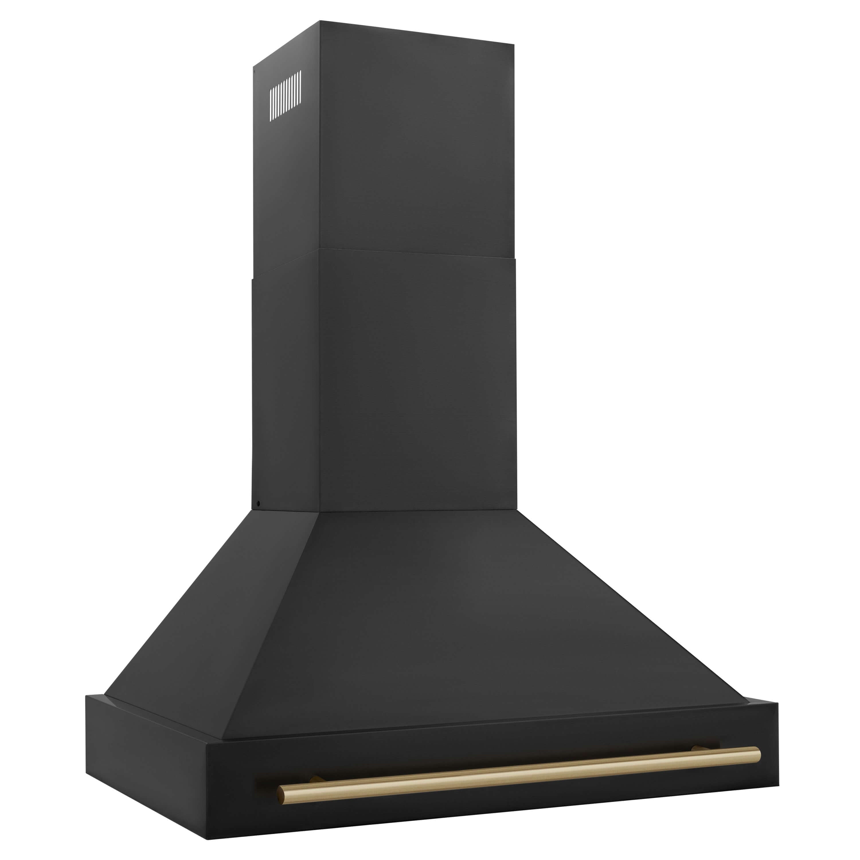 ZLINE Autograph Edition 36 in. Black Stainless Steel Range Hood with Handle (BS655Z-36) Champagne Bronze side.