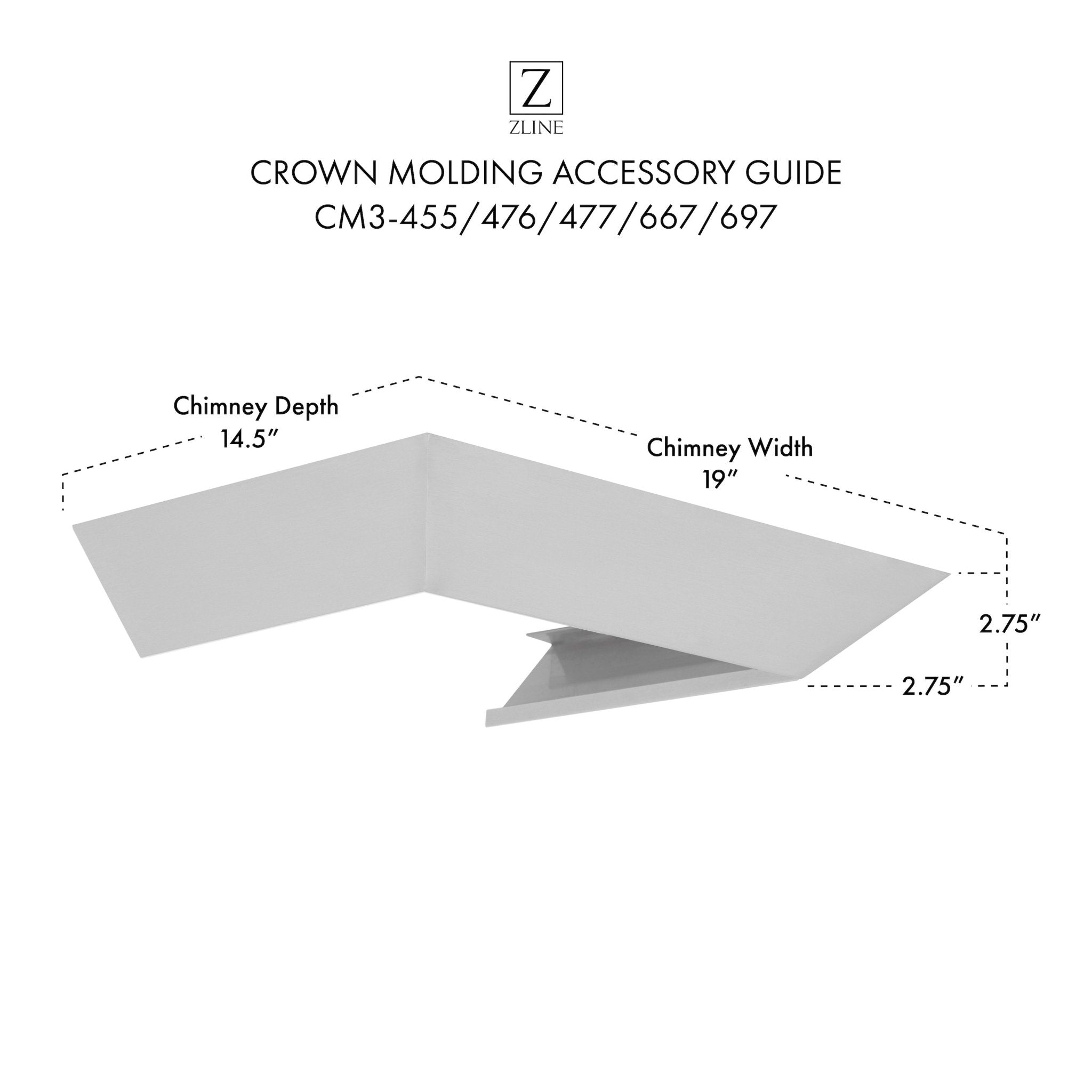 ZLINE Crown Molding 3 For Wall Range Hood (CM3-455/476/477/667/697)