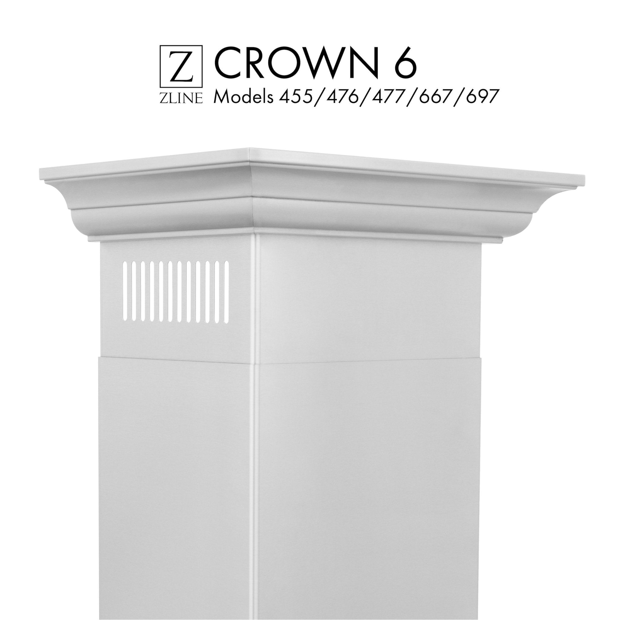 ZLINE Crown Molding 6 For 455/476/477/667/697 Wall Range Hood Stainless Steel (CM6-455/476/477/667/697) - Rustic Kitchen & Bath - Range Hood Accessories - ZLINE Kitchen and Bath