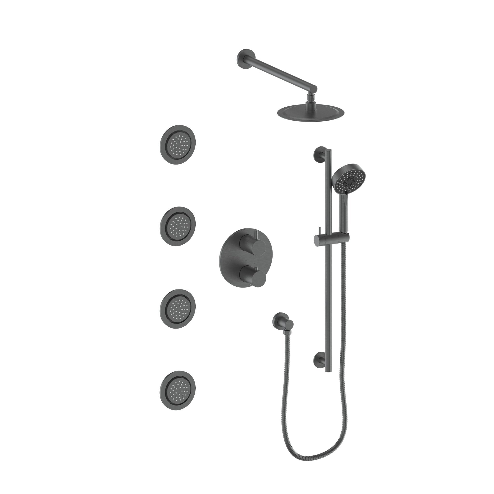 ZLINE Emerald Bay Thermostatic Shower System with Body Jets (EMBY-SHS-T3) in gun metal