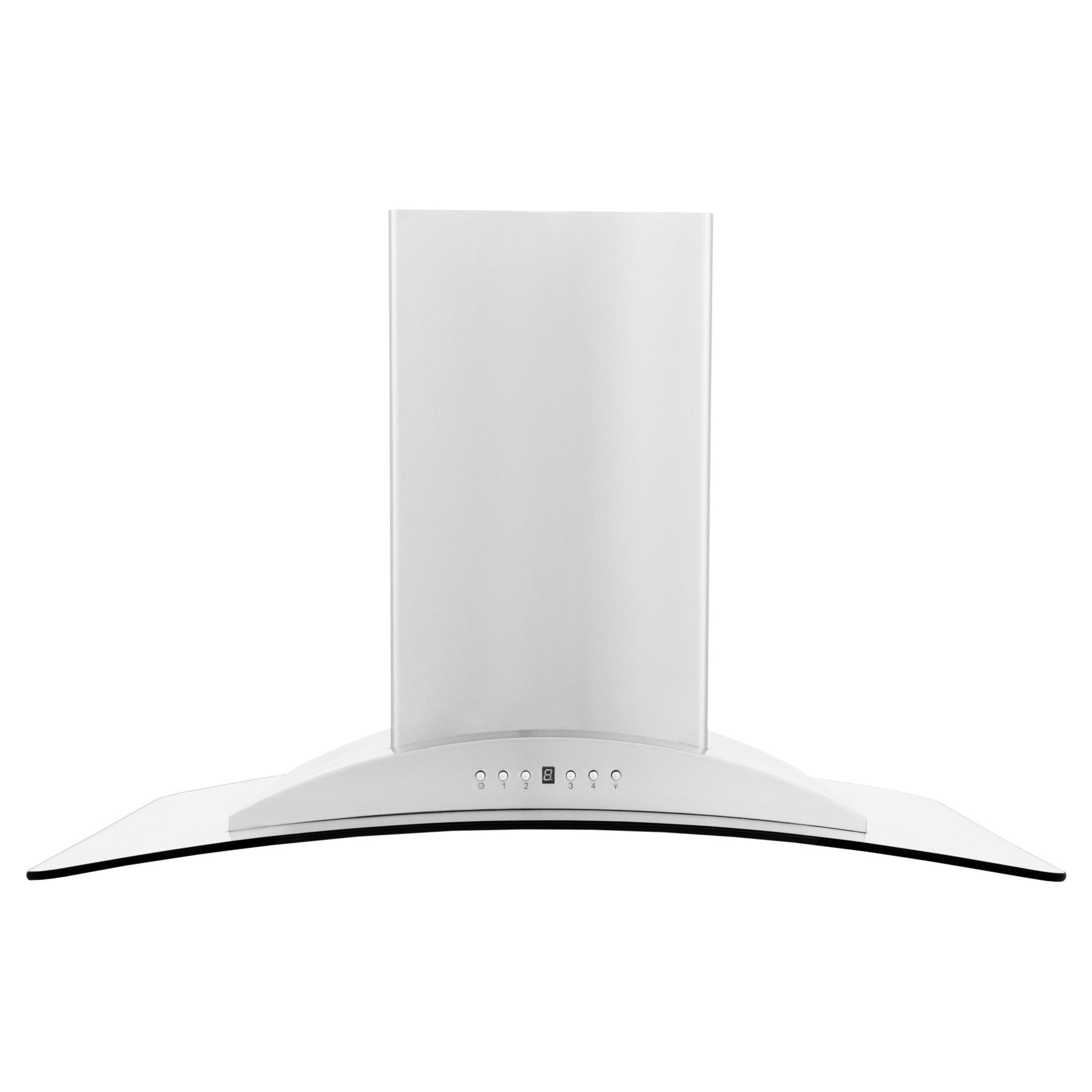 ZLINE Convertible Vent Island Mount Range Hood in Stainless Steel and Glass (GL9i) front.