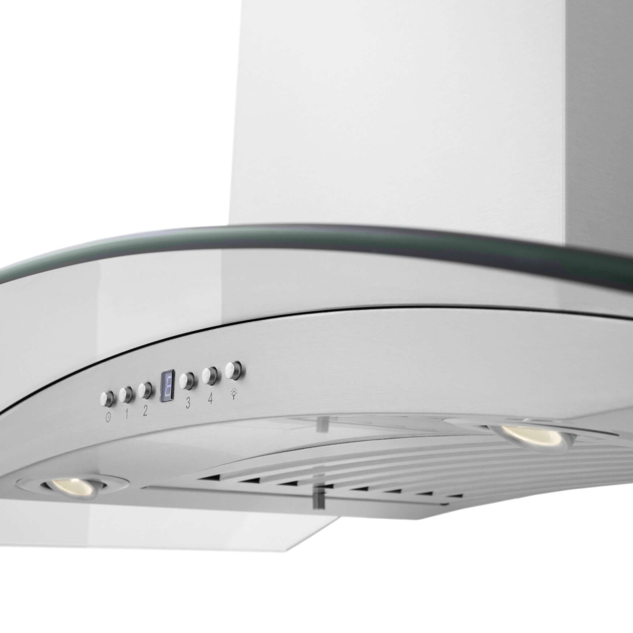 ZLINE Convertible Vent Wall Mount Range Hood in Stainless Steel & Glass (KN4) Glass Detail