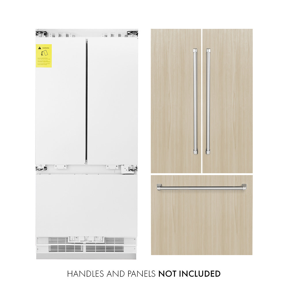 ZLINE 36 in. 19.6 cu. ft. Panel Ready French Door Built-In Bottom Freezer Refrigerator with Water Dispenser and Ice Maker (RBIV-36) main image.