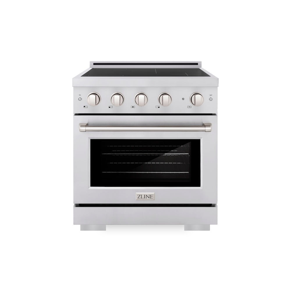 ZLINE 30 in. 4.2 cu. ft. Paramount Induction Range with 4 Element Cooktop and Electric Convection Oven in Stainless Steel, Open Box-Good Condition