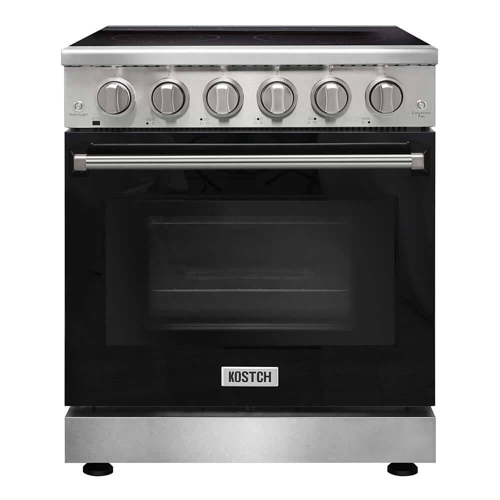 KOSTCH 30 in. Electric Range with 4.55 cu. ft. True Convection Oven in Stainless Steel with Black Oven Door (KOS-30RE06H-B)