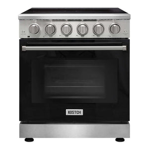 KOSTCH 30 in. Electric Range with 4.55 cu. ft. True Convection Oven in Stainless Steel with Black Oven Door (KOS-30RE06H-B) main image.