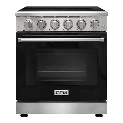KOSTCH 30 in. Electric Range with 4.55 cu. ft. True Convection Oven in Stainless Steel with Black Oven Door (KOS-30RE06H-B)