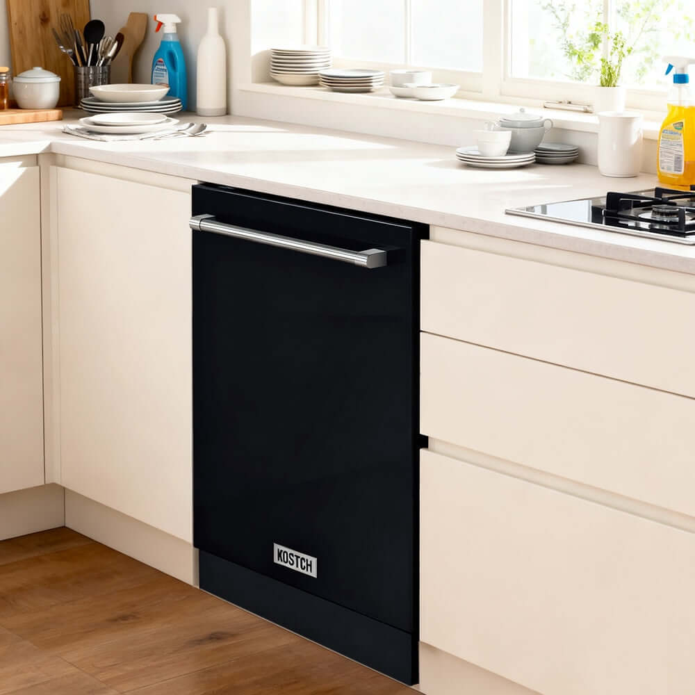 KOSTCH 24 in. Top Control Tall Tub Built-In Dishwasher with 3rd Rack in Stainless Steel with Black Door, 47dBA (KOS-24DWH06H-B)