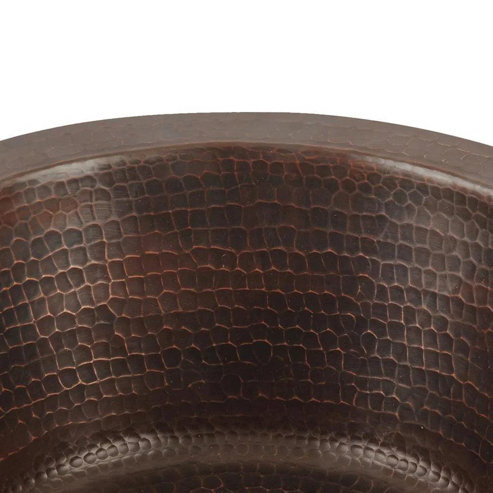 Premier Copper 12 in. Round Hammered Copper Bar Sink with 2 in. Drain Opening