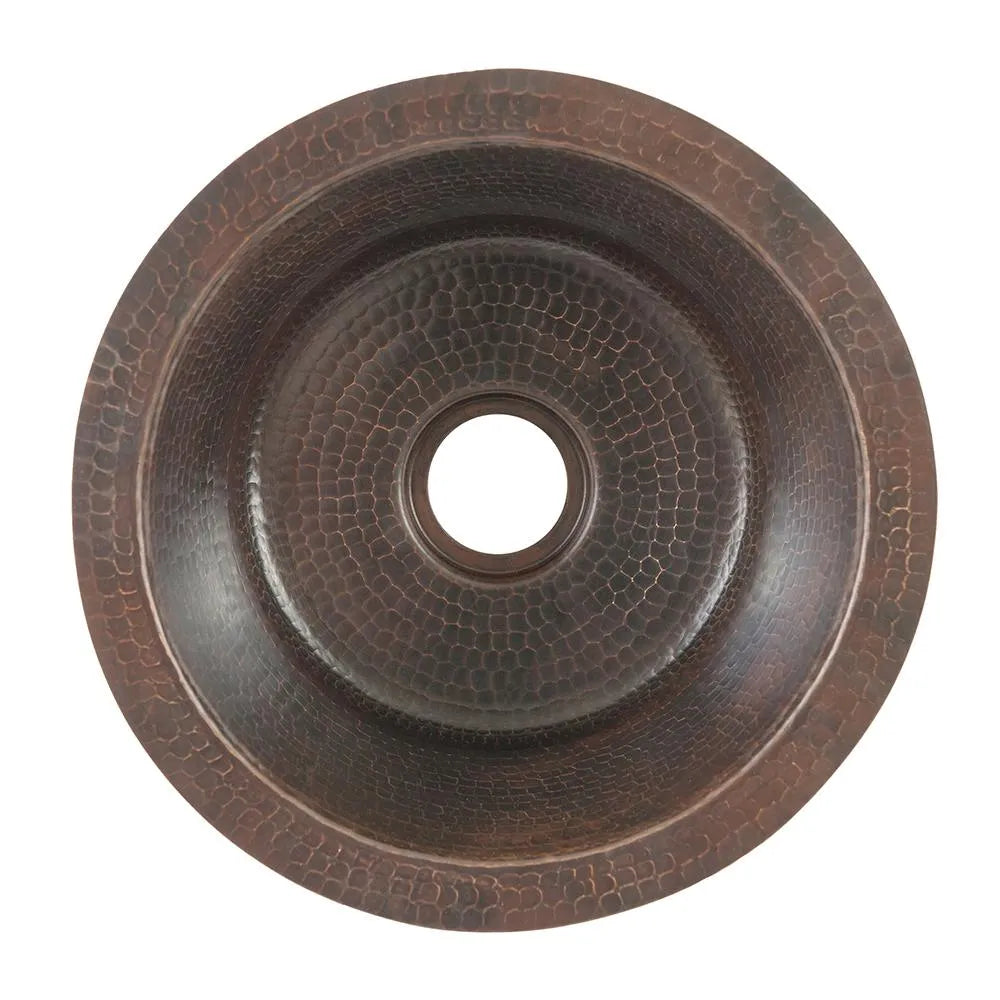 Premier Copper 12 in. Round Hammered Copper Bar Sink with 2 in. Drain Opening