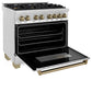 ZLINE Autograph Edition 36 in. 4.6 cu. ft. Legacy Dual Fuel Range with 6 Burner Gas Cooktop and Electric Convection Oven in Stainless Steel and Champagne Bronze Accents, Open Box-Good Condition