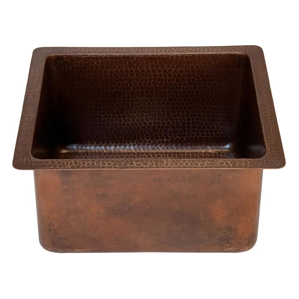 Premier Copper 16 in. Gourmet Rectangular Hammered Copper Bar and Prep Sink