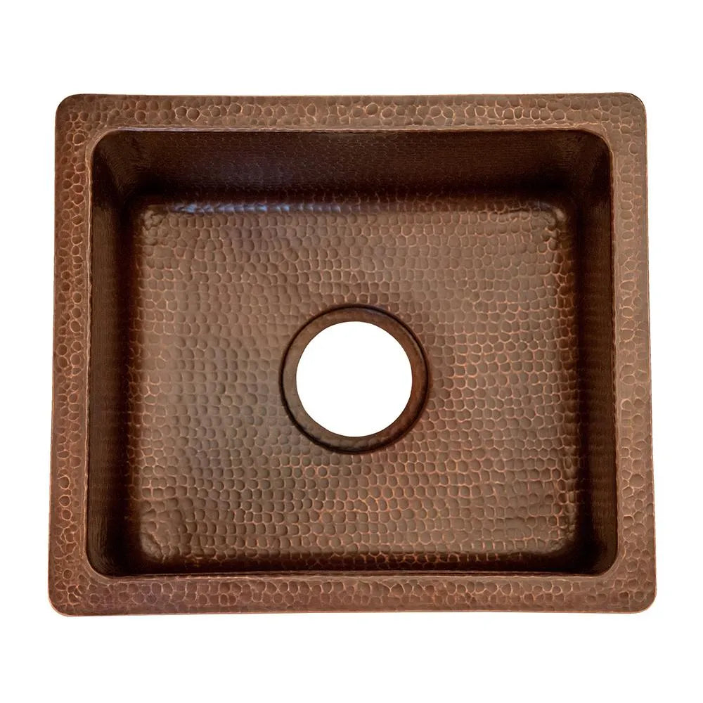 Premier Copper 16 in. Gourmet Rectangular Hammered Copper Bar and Prep Sink