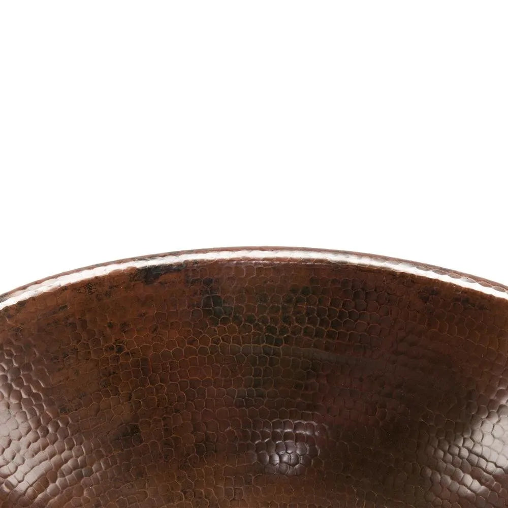 Premier Copper 19 in. Oval Self Rimming Hammered Copper Sink