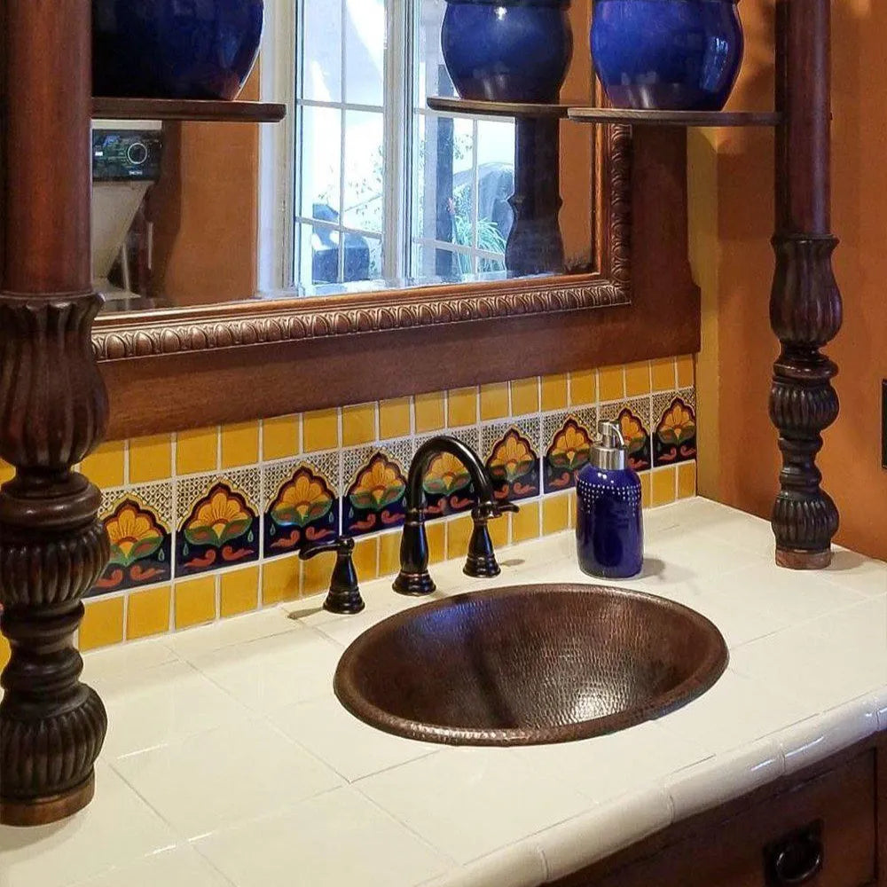 Premier Copper 19 in. Oval Self Rimming Hammered Copper Sink