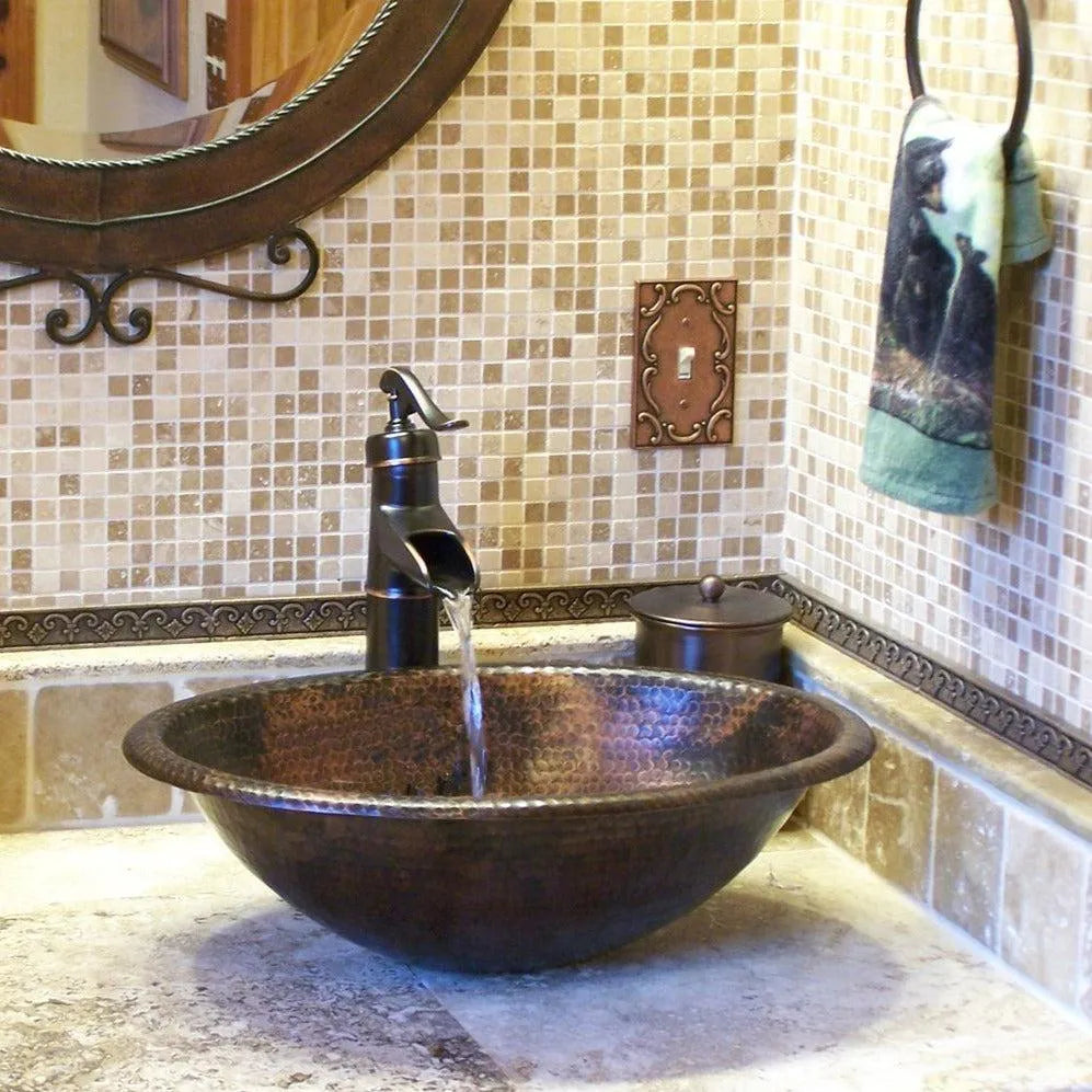 Premier Copper 19 in. Oval Self Rimming Hammered Copper Sink