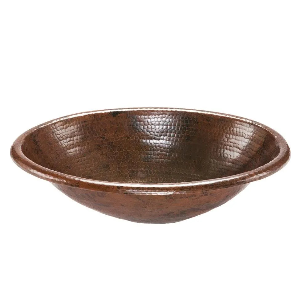 Premier Copper 19 in. Oval Self Rimming Hammered Copper Sink