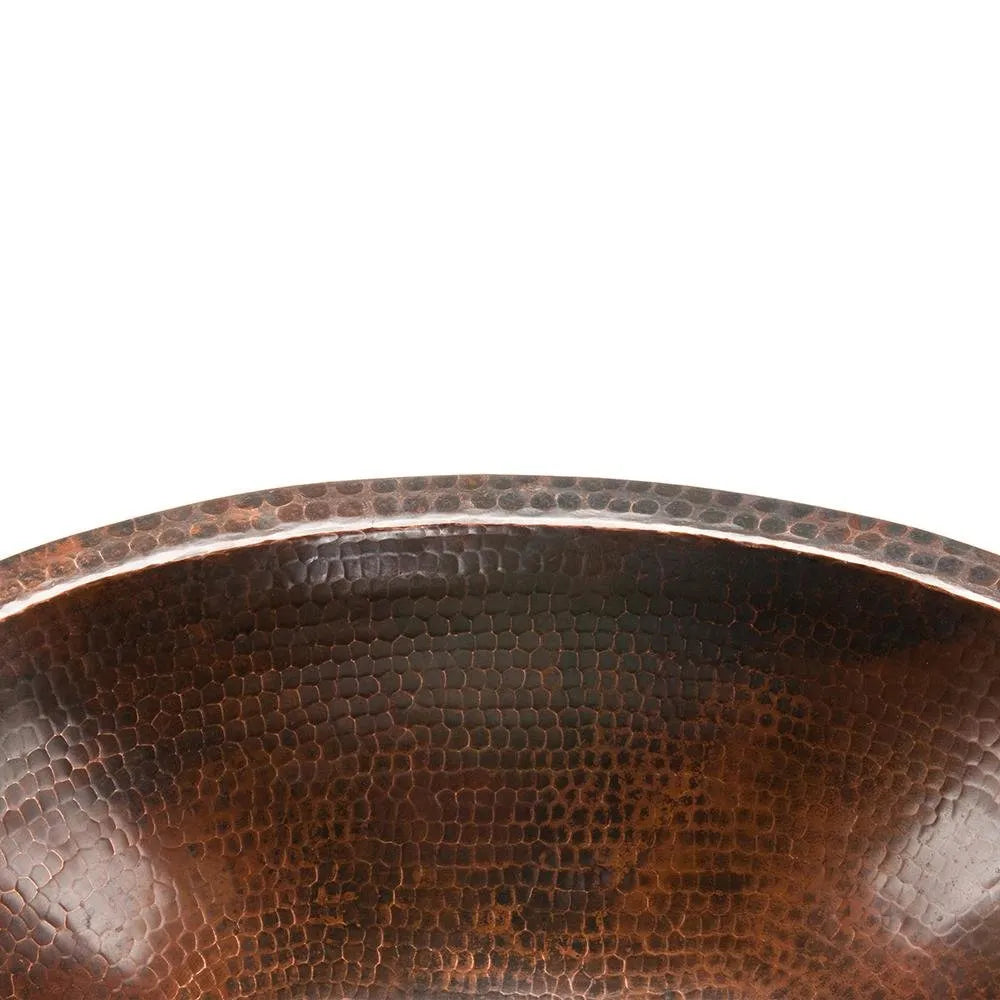 Premier Copper 19 in. Oval Under Counter Hammered Copper Bathroom Sink