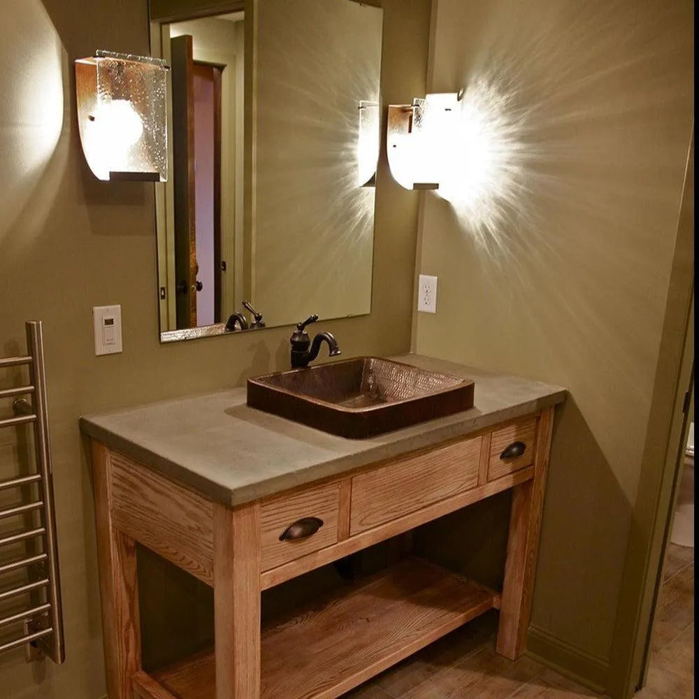 Premier Copper 19 in. Rectangle Skirted Vessel Hammered Copper Sink
