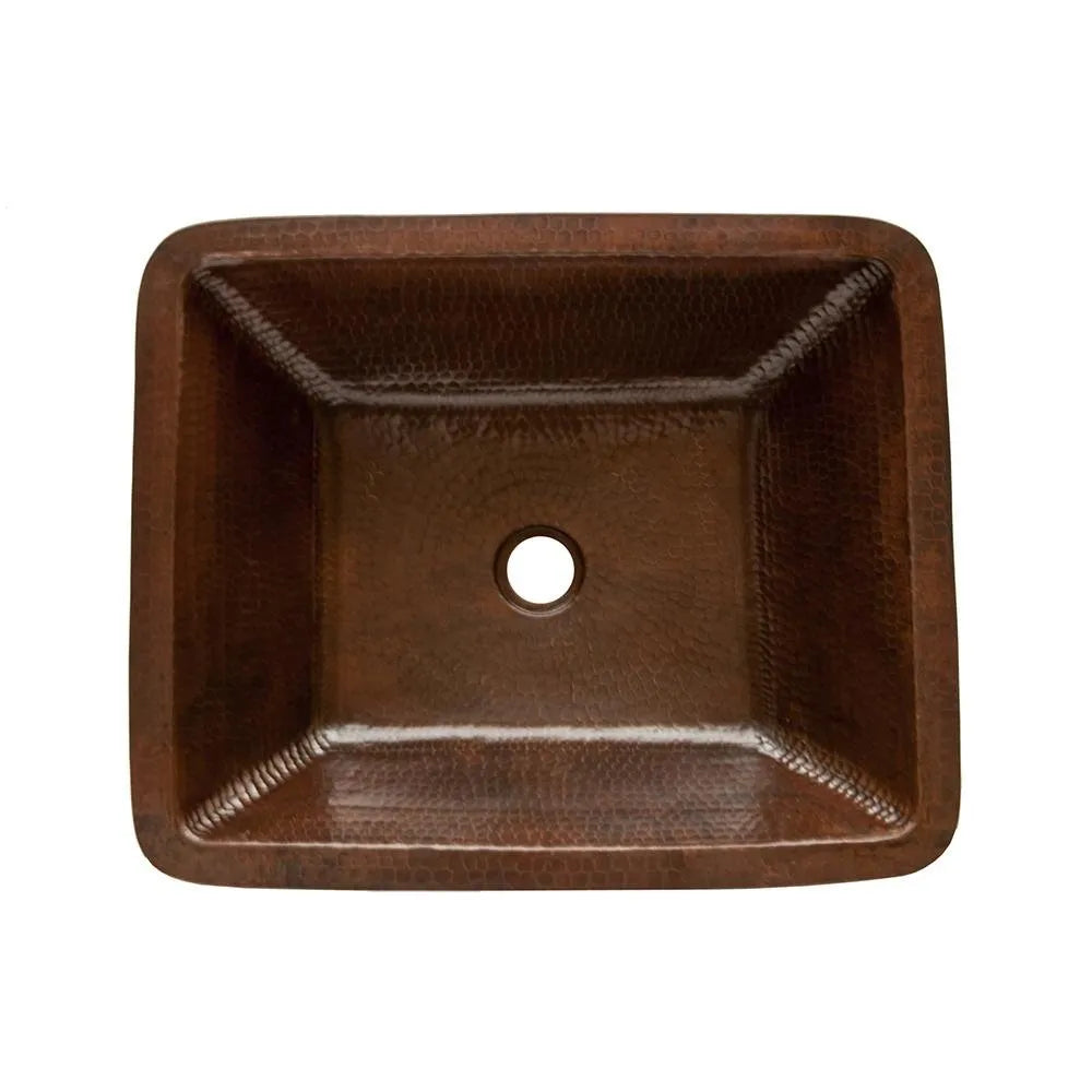 Premier Copper 19 in. Rectangle Skirted Vessel Hammered Copper Sink