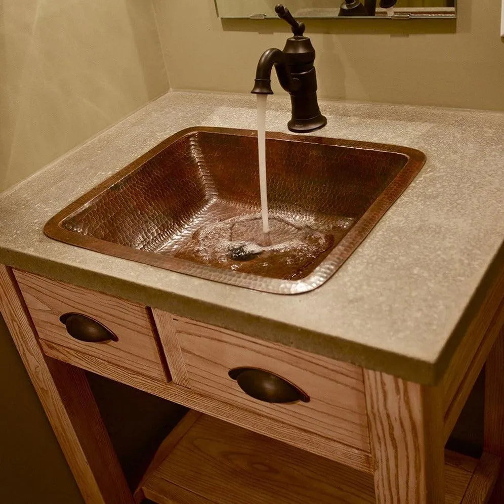 Premier Copper 19 in. Rectangle Under Counter Hammered Copper Bathroom Sink