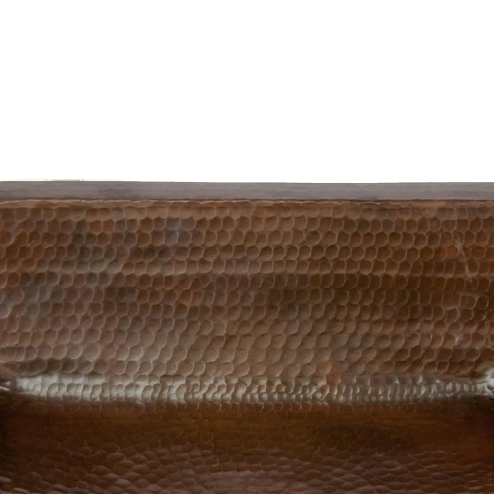 Premier Copper 19 in. Rectangle Under Counter Hammered Copper Bathroom Sink
