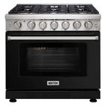KOSTCH 36 in. 6 Burner Natural Gas Range with 6.0 cu. ft. Convection Oven in Stainless Steel with Black Oven Door (KOS-36RG03M-B)